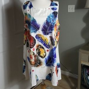 Simple feather print sheath dress
